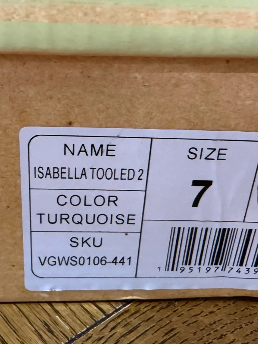 Isabella turquoise Very G western Wedge shoe Ladies size 7 NEW / Box